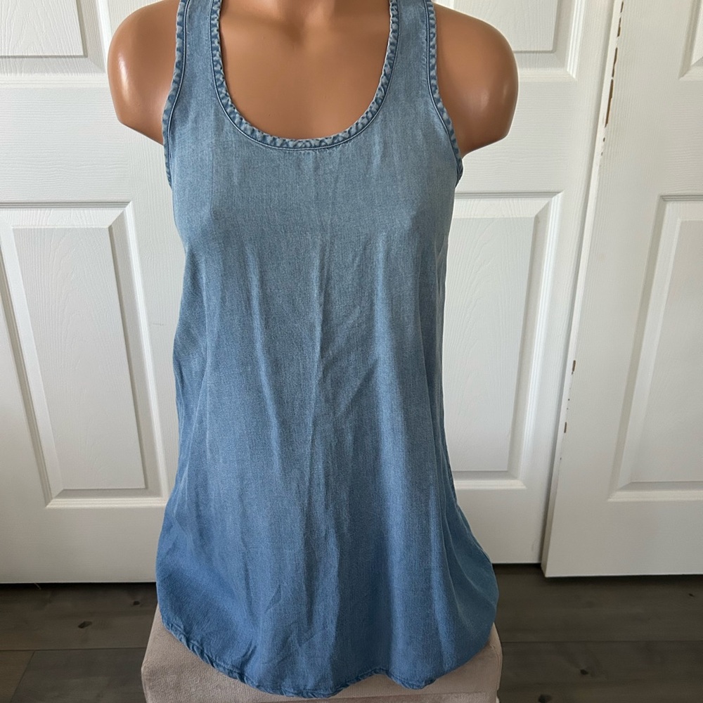 Women's Blue Ombré Racer Back Sleeveless Top XS